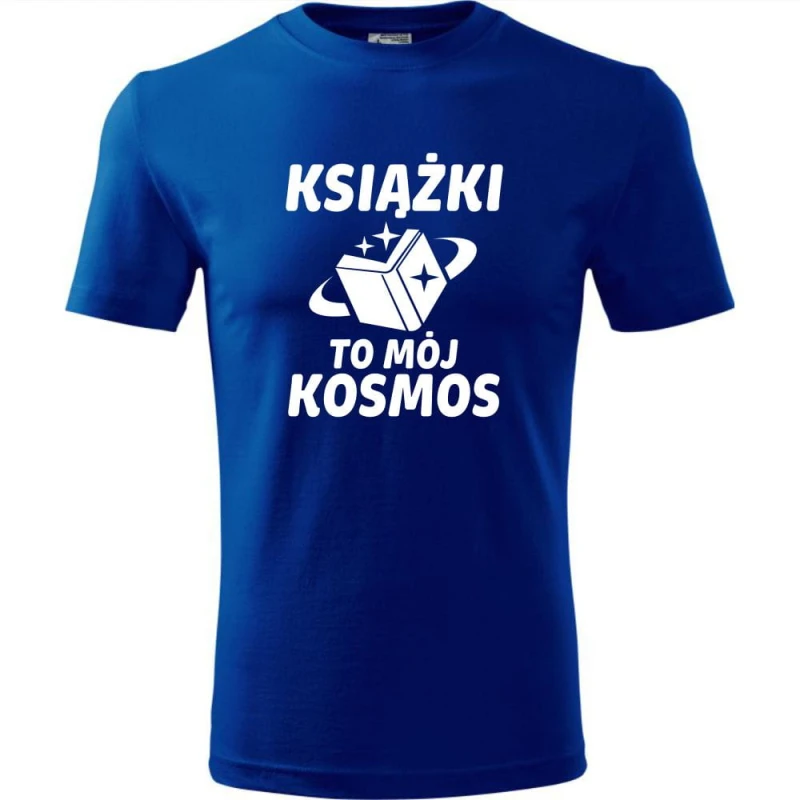 niebieska męska koszulka - książki to mój kosmos.
