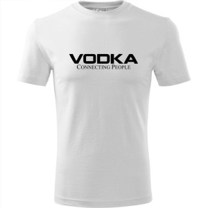 biała męska koszulka - vodka connecting people.