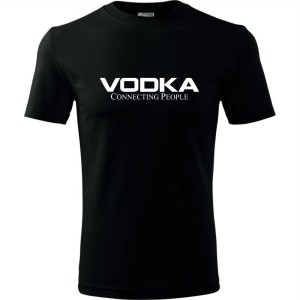 czarna męska koszulka - vodka connecting people.