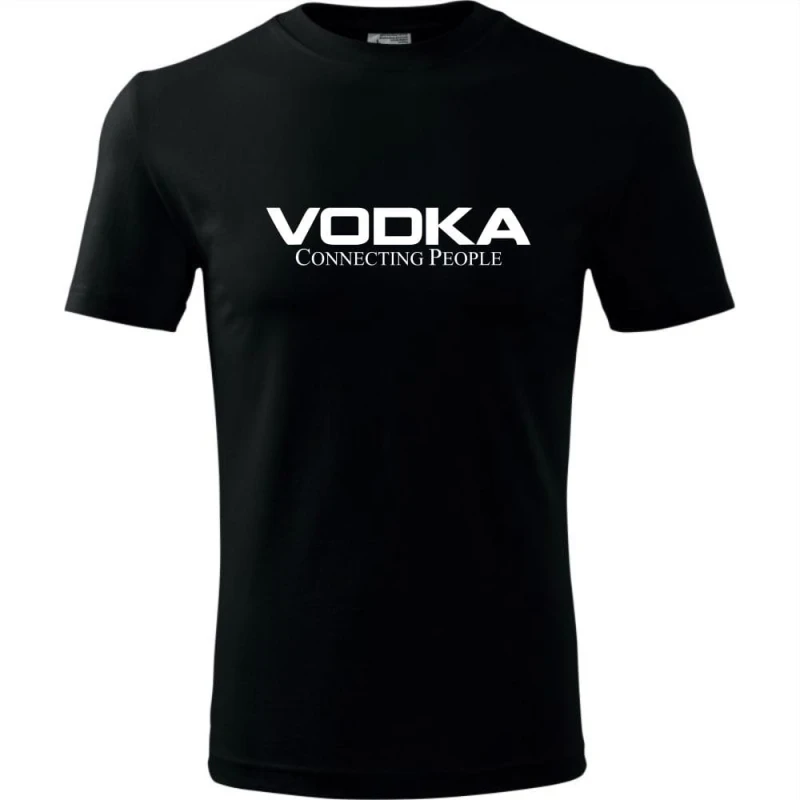 czarna męska koszulka - vodka connecting people.