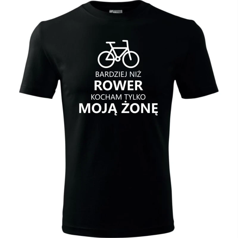czarna męska koszulka - bardziej niz rower kocham tylko moją żonę.