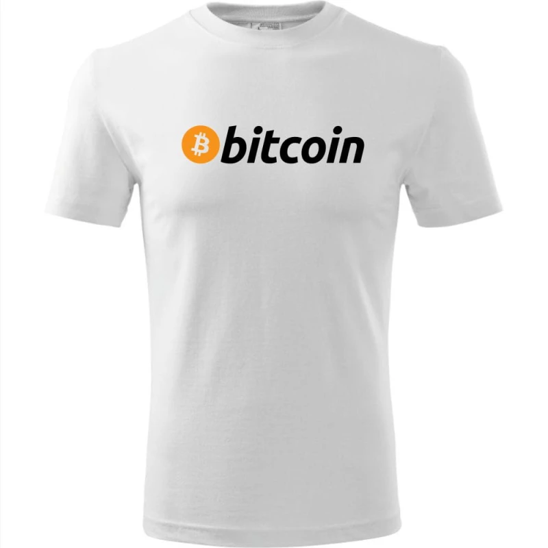 biała męska koszulka - bitcoin.