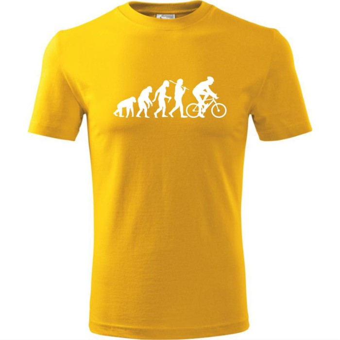 Żółta Męska koszulka dla Rowerzysty - Ewolucja rower - t-shirt prezent. Dostępne wszystkie rozmiary S, M, L, XL, XXL, XXXL, XXXXL. Zapraszamy do zakupu.