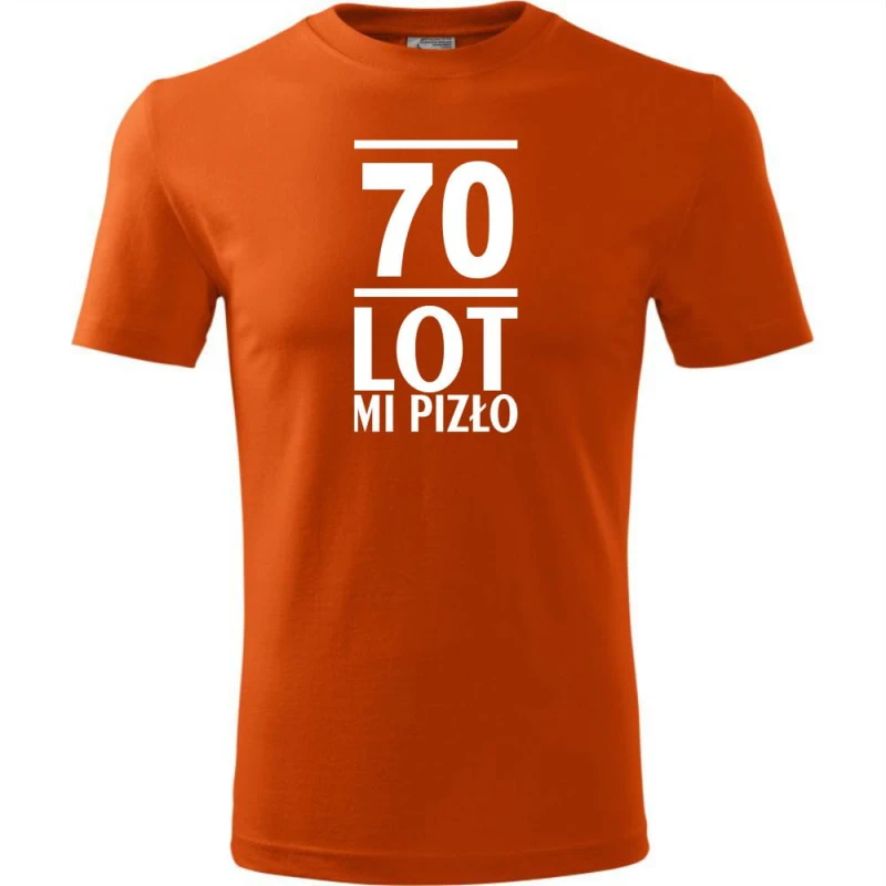 pomarańczowa Męska koszulka - 70 lot mi pizło - na prezent urodziny.