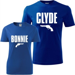 niebieski zestaw koszulek damska i męska - bonnie &amp; clyde prezent na walentynki i nie tylko.