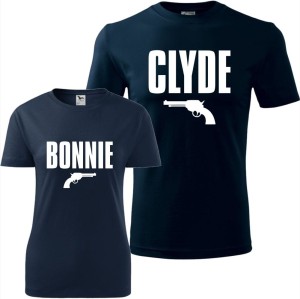 granatowy zestaw koszulek damska i męska - bonnie &amp; clyde prezent na walentynki i nie tylko.
