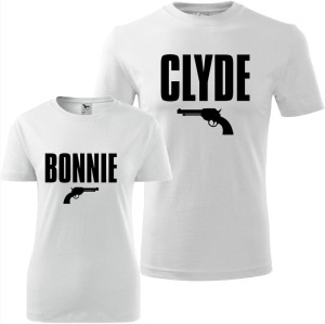 biały zestaw koszulek damska i męska - bonnie &amp; clyde prezent na walentynki i nie tylko.