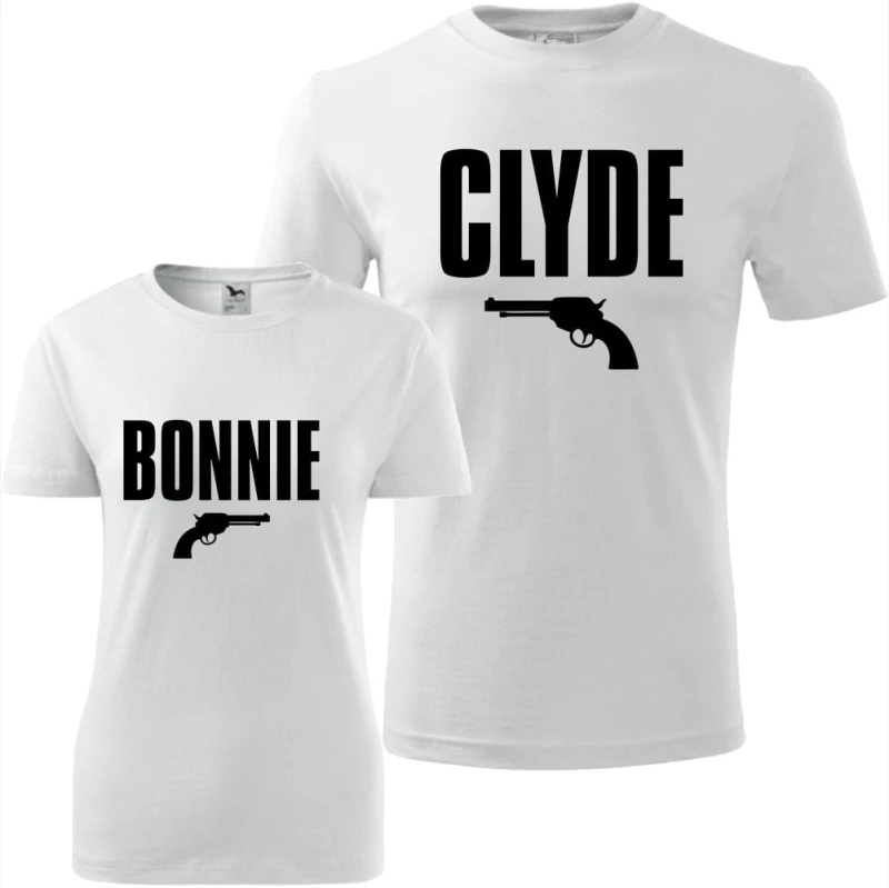 biały zestaw koszulek damska i męska - bonnie &amp; clyde prezent na walentynki i nie tylko.