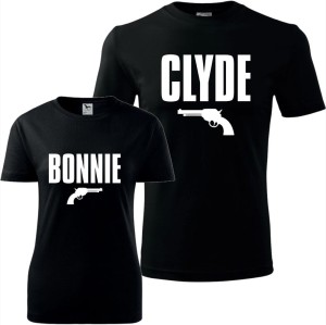 czarny zestaw koszulek damska i męska - bonnie &amp; clyde prezent na walentynki i nie tylko.