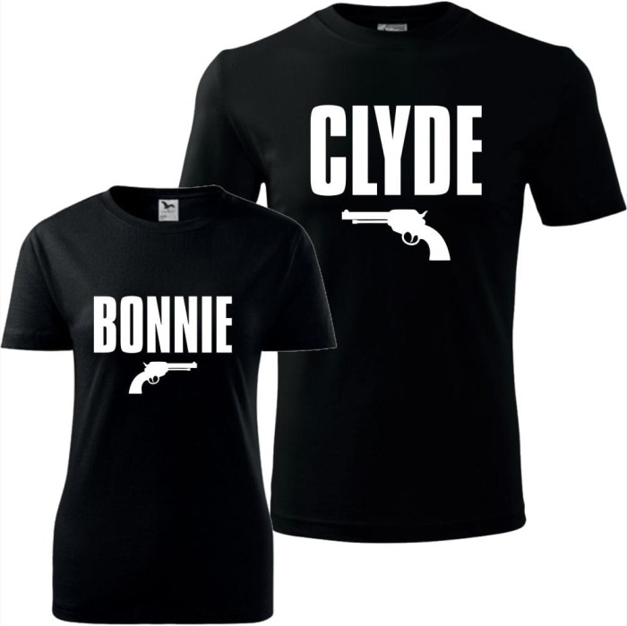 czarny zestaw koszulek damska i męska - bonnie &amp; clyde prezent na walentynki i nie tylko.