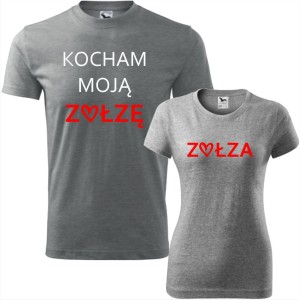 szary zestaw koszulek damska i męska - kocham moją zołzę.