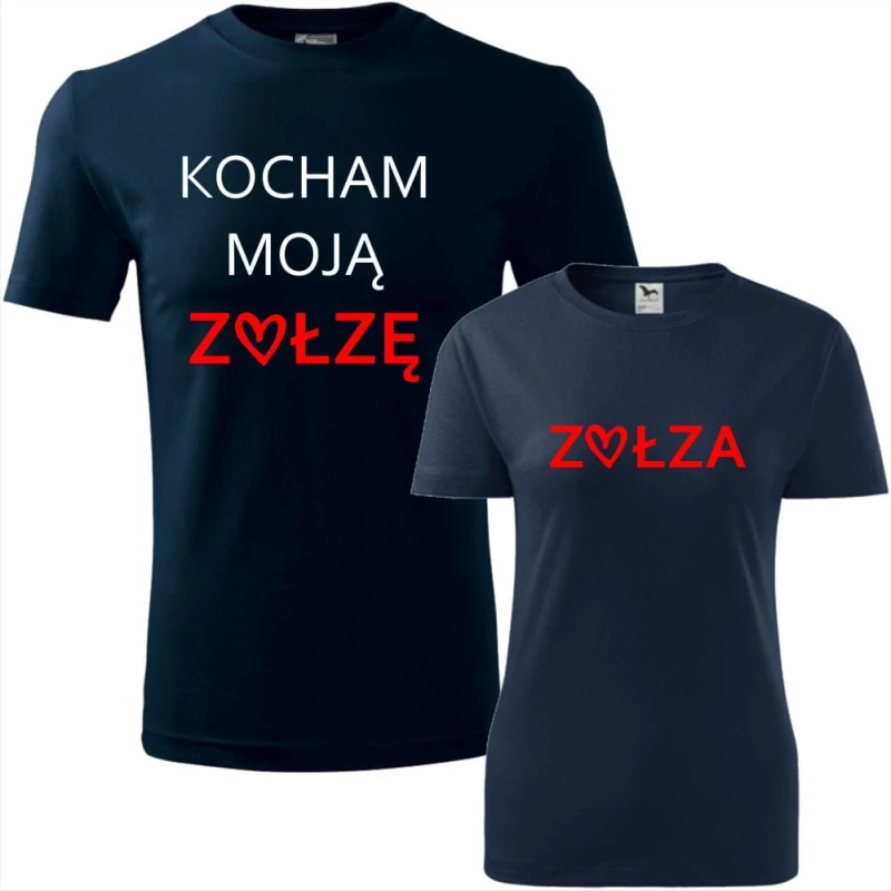 granatowy zestaw koszulek damska i męska - kocham moją zołzę.