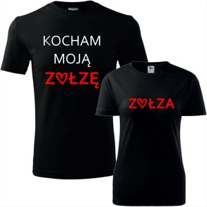 czarny zestaw koszulek damska i męska - kocham moją zołzę.