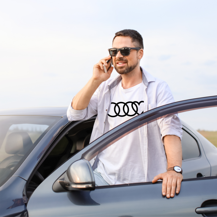 męska koszulka - audi love serce t-shirt motoryzacyjny dla fana samochodów
