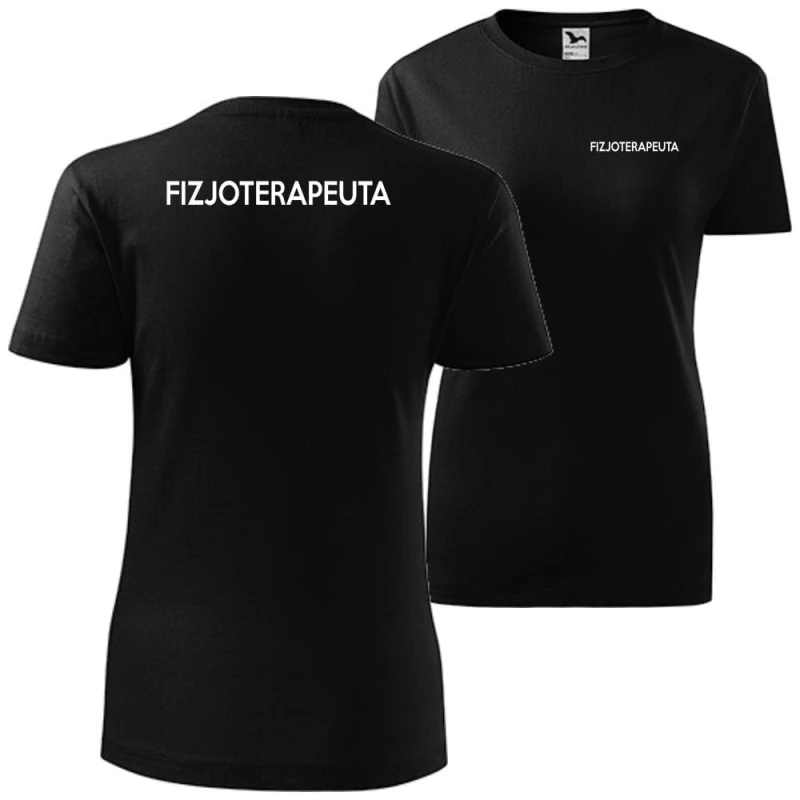 Czarna damska koszulka - fizjoterapeuta.