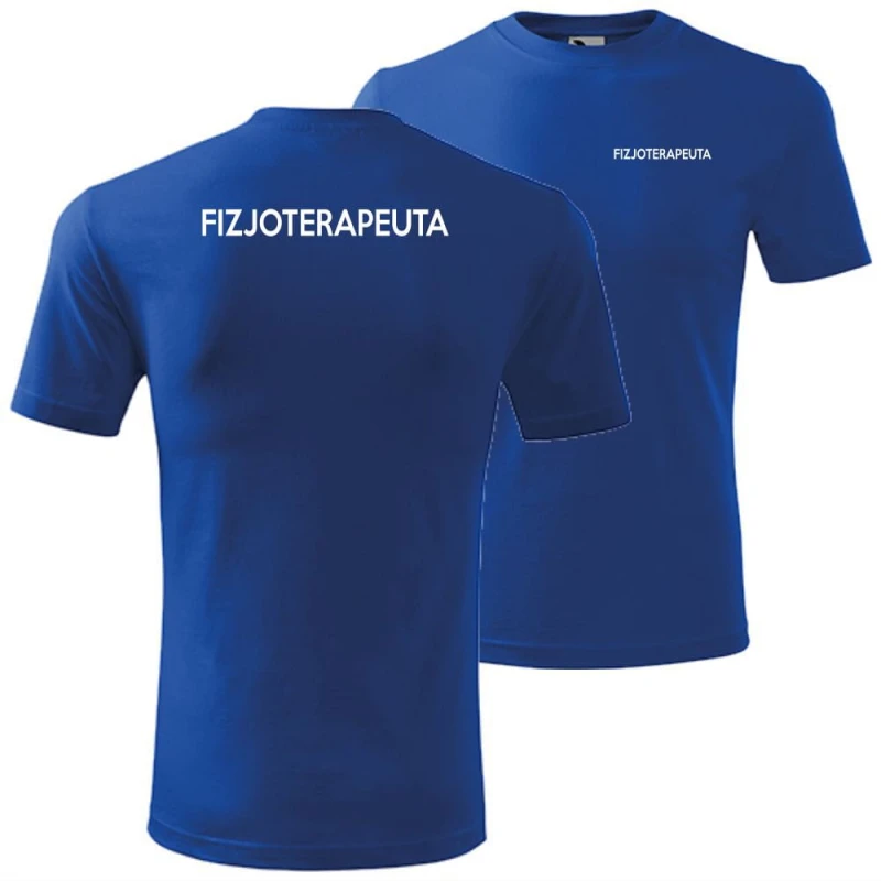 niebieska męska koszulka - fizjoterapeuta.