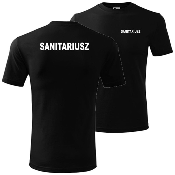 czarna męska koszulka - sanitariusz.