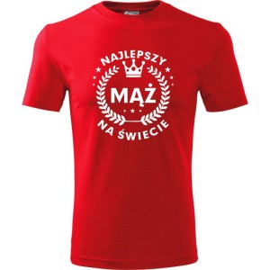 Czerwona Męska koszulka - Najlepszy mąż na świecie 05. Prezent dla męża na każdą okazję od S-4XL
