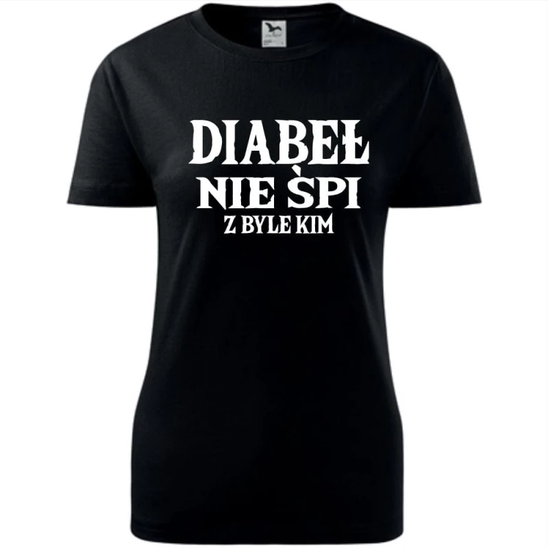 czarna Damska koszulka taliowana - Diabeł nie śpi.