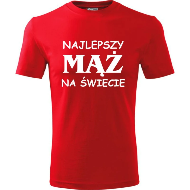 Czerwona Męska koszulka - Najlepszy mąż na świecie. Prezent dla niego do S-4XL
