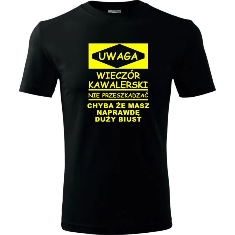 Czarny Męska koszulka - Uwaga! Wieczór kawalerski