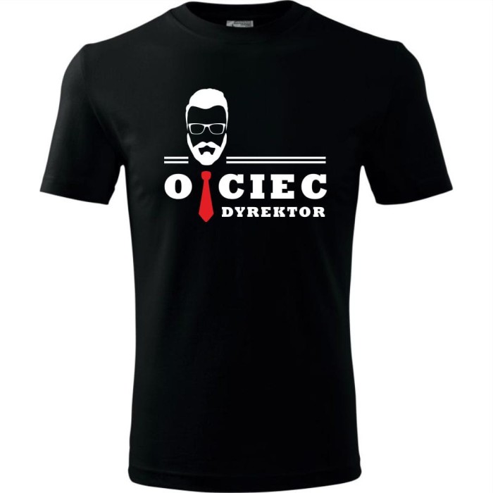 czarna męska koszulka - ojciec dyrektor prezent na dzień taty.