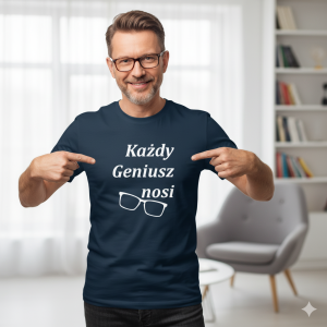 męska koszulka - każdy geniusz nosi okulary