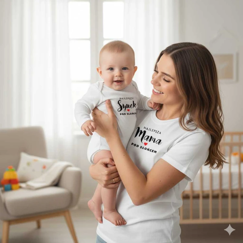 zestaw body niemowlęce + damska koszulka taliowana - najlepsza mama i synek pod słońcem.