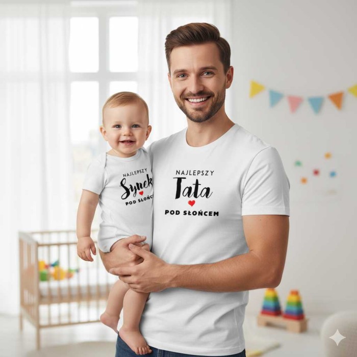 zestaw body niemowlęce + męska koszulka - najlepszy tata i synek pod słońcem.