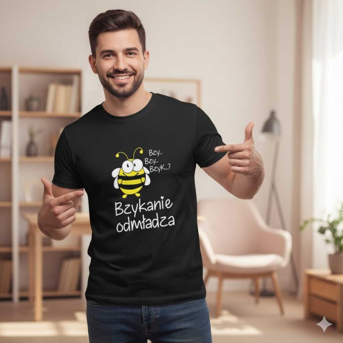 męska koszulka - bzyk**** odmładza - śmieszny nadruk t-shirt
