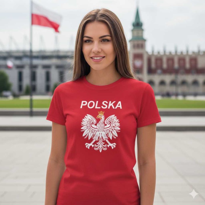 Damska koszulka taliowana - Polska 02, godło.jpg