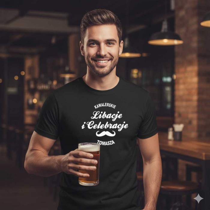 Męska koszulka - Libacje celebracje + dowolne imię, wieczór kawalerski prezent.jpg