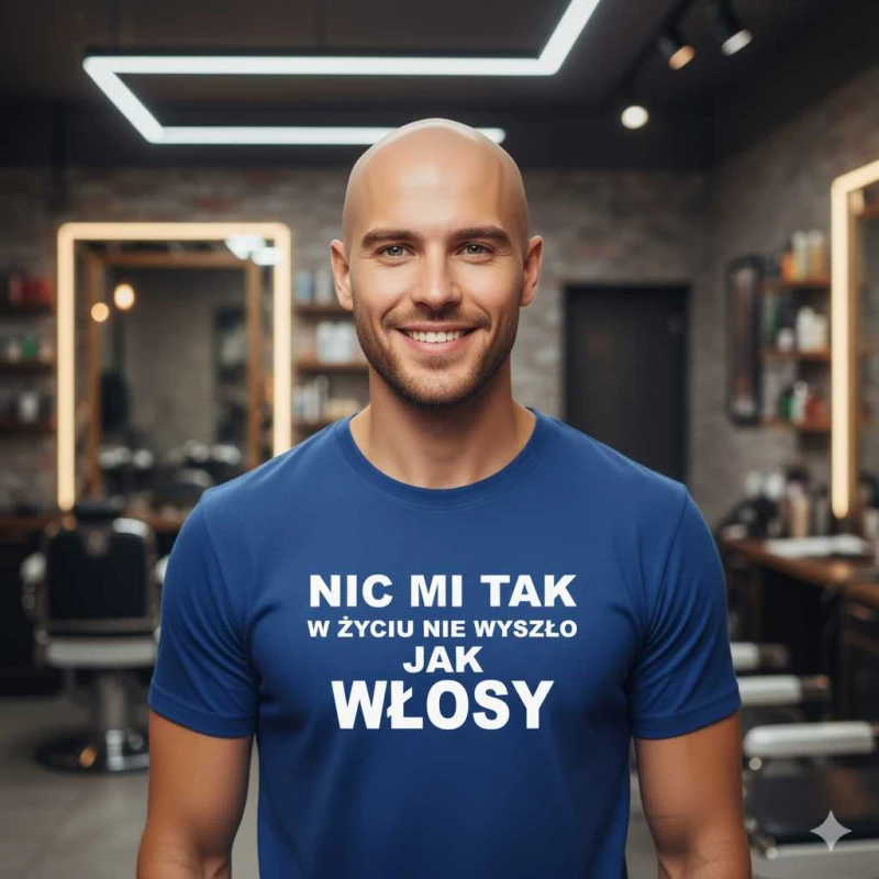 Męska koszulka - Nic mi tak w życiu nie wyszło jak włosy