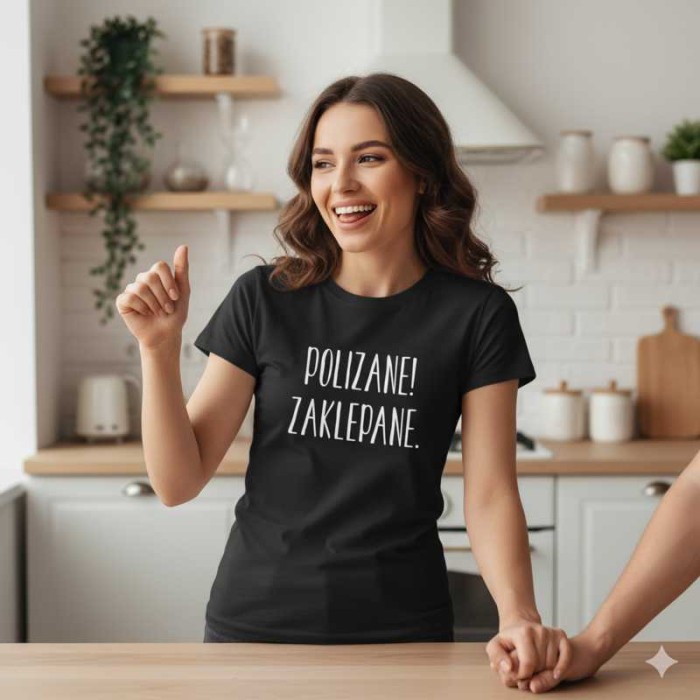 Damska koszulka taliowana - Polizane zaklepane.