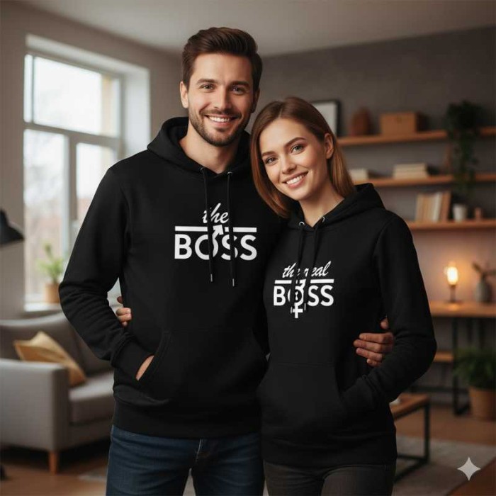 zestaw bluz z kapturem damska i męska - the boss the real boss.