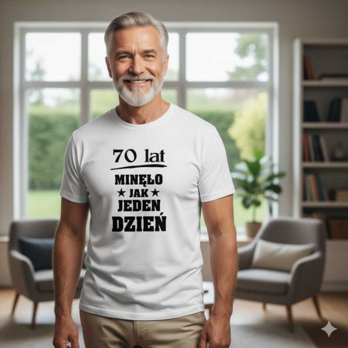 męska koszulka - 70 lat minęło jak jeden dzień.
