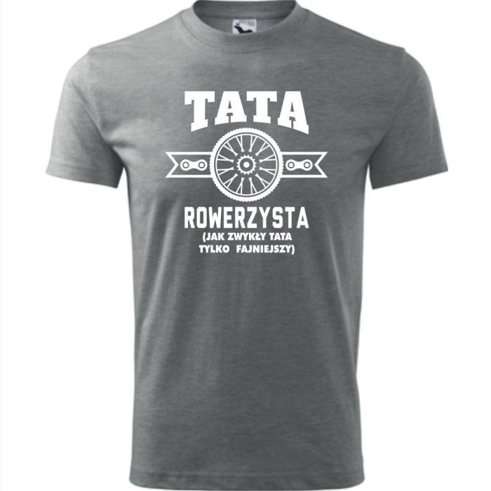szara męska koszulka - tata rowerzysta (jak zwykły tata tylko fajniejszy).