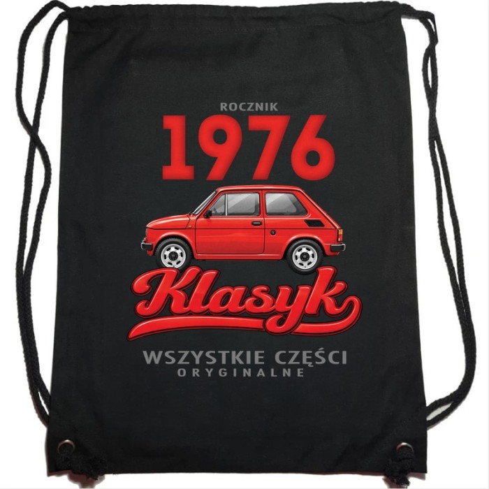Rocznik 1976 Klasyk - Plecak Worek - Prezent na Urodziny - Czarny