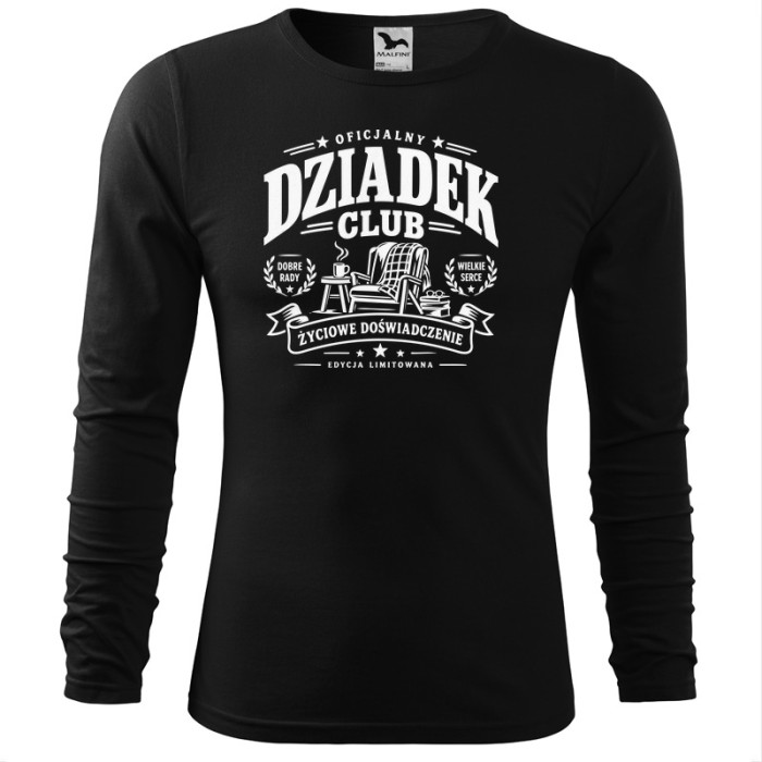 Oficjalny Dziadek Club - Longsleeve Męski - Prezent dla Dziadka - Czarny