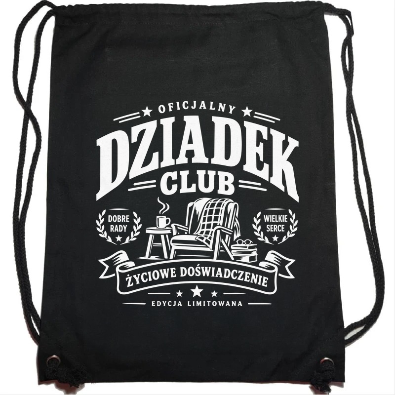 Oficjalny Dziadek Club - Plecak Worek - Prezent dla Dziadka - Czarny