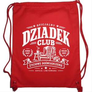 Oficjalny Dziadek Club - Plecak Worek - Prezent dla Dziadka - Czerwony