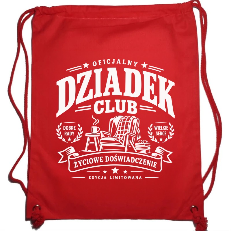 Oficjalny Dziadek Club - Plecak Worek - Prezent dla Dziadka - Czerwony