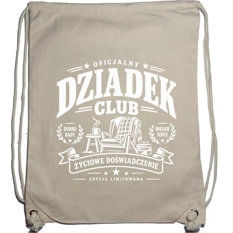 Oficjalny Dziadek Club - Plecak Worek - Prezent dla Dziadka - Naturalny