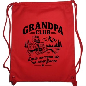 Grandpa Club - Plecak Worek - Prezent dla Dziadka - Czerwony