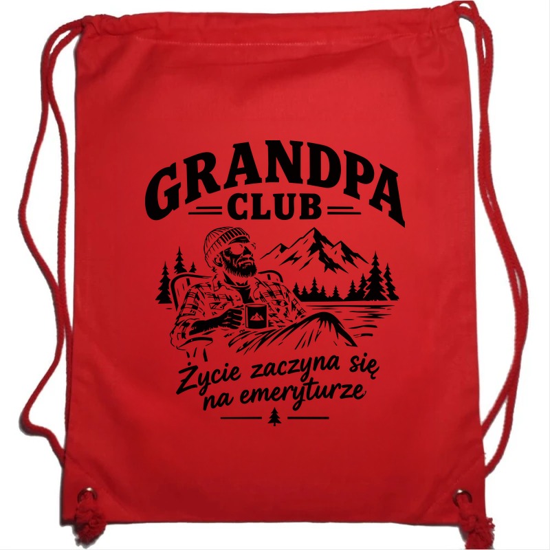 Grandpa Club - Plecak Worek - Prezent dla Dziadka - Czerwony
