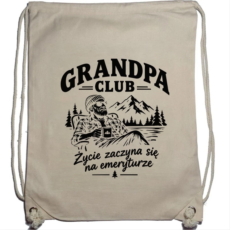 Grandpa Club - Plecak Worek - Prezent dla Dziadka - Naturalny