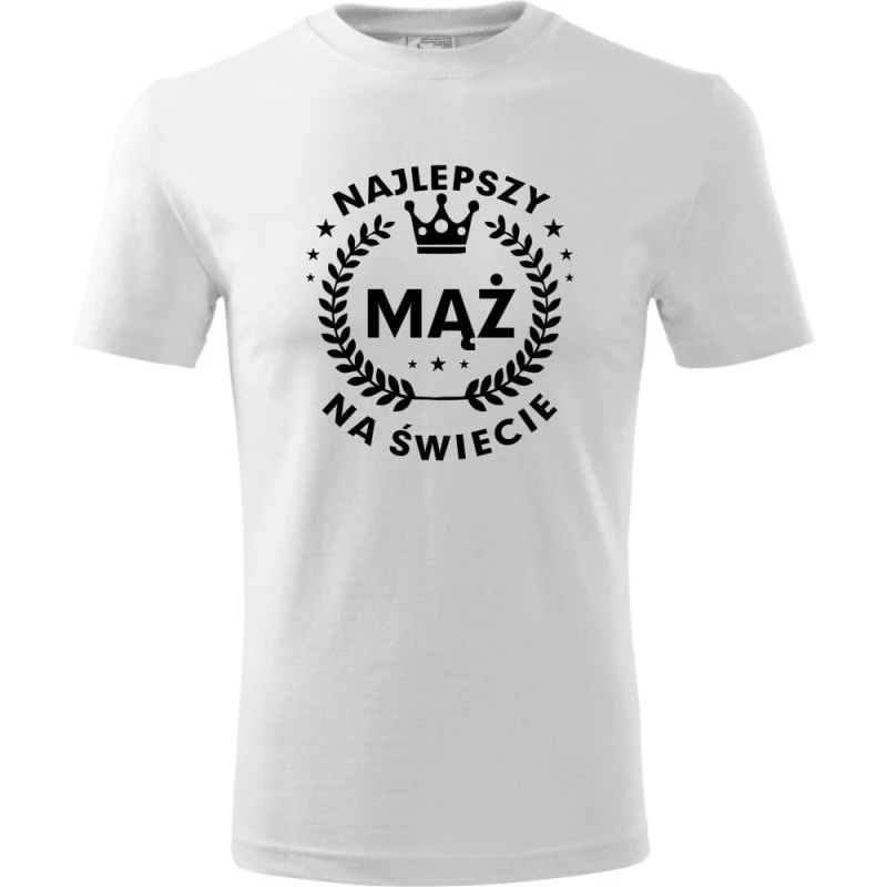 Biała Męska koszulka - Najlepszy mąż na świecie 05. Prezent dla męża na każdą okazję od S-4XL
