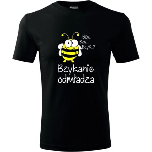 czarna męska koszulka - bzyk**** odmładza - śmieszny nadruk t-shirt