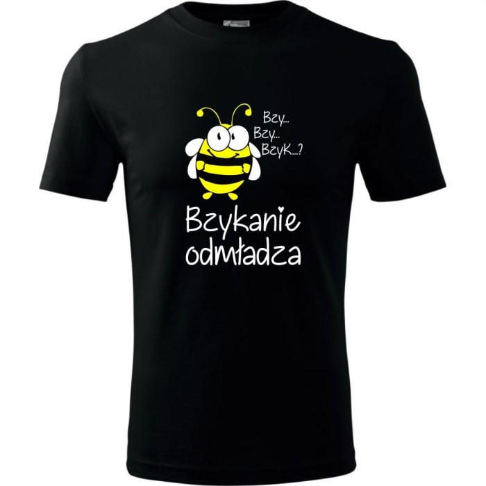czarna męska koszulka - bzyk**** odmładza - śmieszny nadruk t-shirt