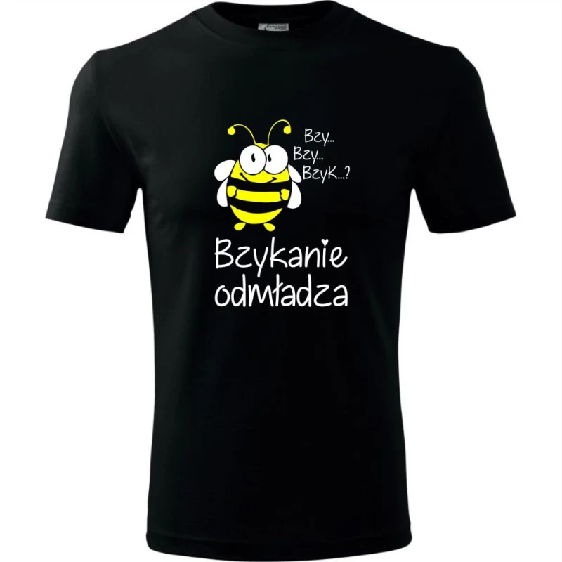czarna męska koszulka - bzyk**** odmładza - śmieszny nadruk t-shirt